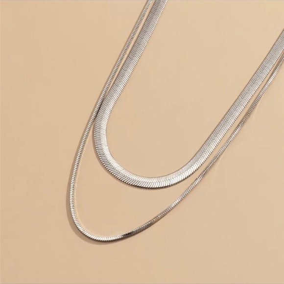 Boho silver plated double layer necklace - Picture 2 of 4